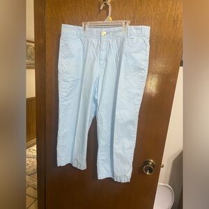 Light blue capris (approx 20” long).  Size 16.  Christopher and Banks brand.